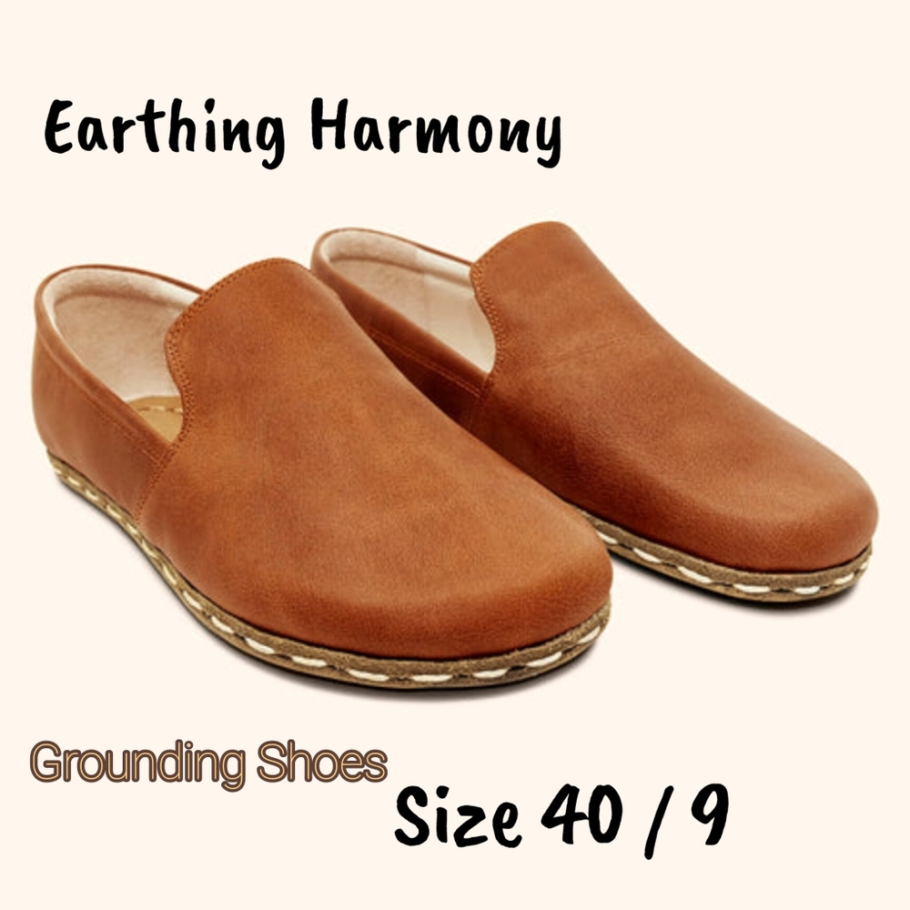 Earthing Harmony Honey Brown Leather Grounding Slip On Shoes 40 / 9